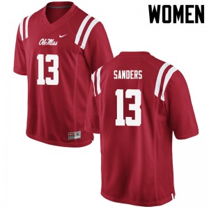 Women Braylon Sanders Red Ole Miss College Football #13 Jersey 939720-595