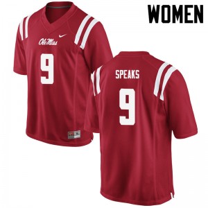 Women Breeland Speaks Red Rebels College Football #9 Jersey 276726-309