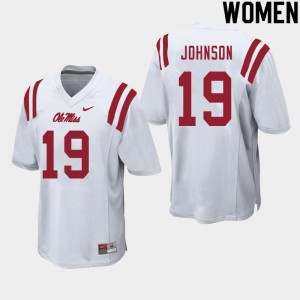 Women Brice Johnson White Ole Miss Rebels College Football #19 Jersey 462487-488
