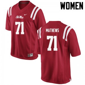 Women Bryce Mathews Red Ole Miss College Football #71 Jersey 507286-382