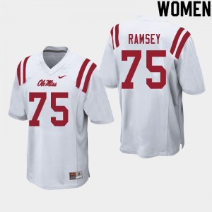 Women Bryce Ramsey White Ole Miss Rebels College Football #75 Jersey 856971-339