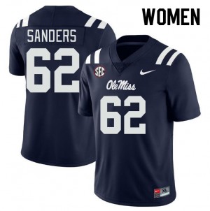 Women Brycen Sanders Navy University of Mississippi College Football #62 Jersey 753632-590