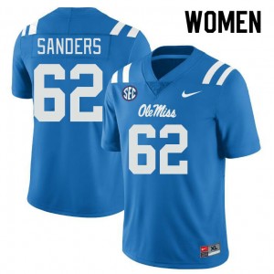 Women Brycen Sanders Powder Blue Ole Miss College Football #62 Jersey 271199-835