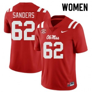 Women Brycen Sanders Red Ole Miss College Football #62 Jersey 179442-501
