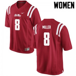 Women C.J. Miller Red Ole Miss College Football #8 Jersey 622694-404