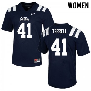 Women C.J. Terrell Navy Ole Miss Rebels College Football #41 Jersey 867514-771