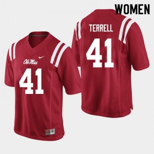 Women C.J. Terrell Red Ole Miss College Football #41 Jersey 930018-315