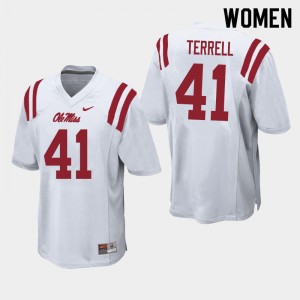 Women C.J. Terrell White Ole Miss College Football #41 Jersey 363429-193