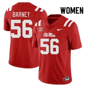 Women CJ Barney Red Ole Miss College Football #56 Jersey 876074-242