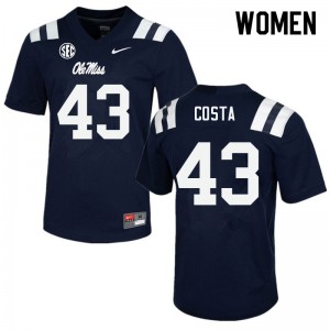 Women Caden Costa Navy Ole Miss College Football #43 Jersey 980079-159