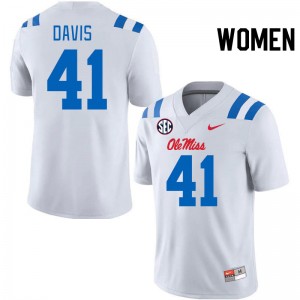 Women Caden Davis White University of Mississippi 2024 New College Football #41 Jersey 771561-771