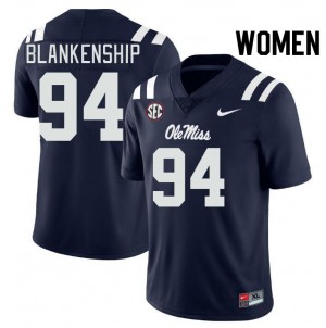 Women Caleb Blankenship Navy Ole Miss College Football #94 Jersey 374425-251