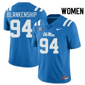 Women Caleb Blankenship Powder Blue Ole Miss Rebels College Football #94 Jersey 309767-316