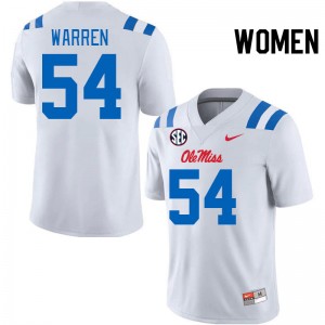 Women Caleb Warren White Ole Miss 2024 New College Football #54 Jersey 483572-676
