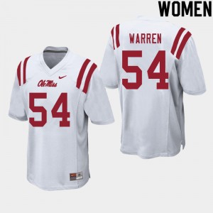 Women Caleb Warren White University of Mississippi College Football #54 Jersey 206338-586