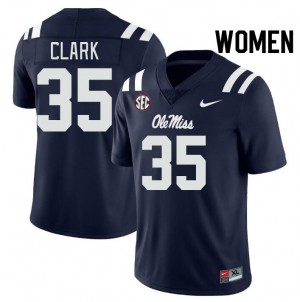 Women Cam Clark Navy University of Mississippi College Football #35 Jersey 104843-313