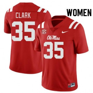 Women Cam Clark Red Ole Miss College Football #35 Jersey 967506-433