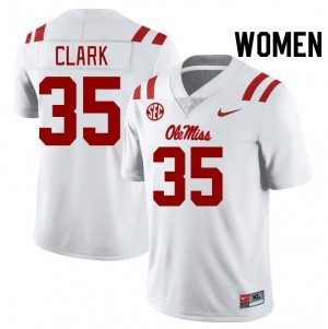Women Cam Clark White Ole Miss Rebels College Football #35 Jersey 335821-995