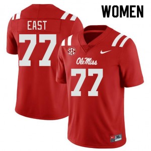 Women Cam East Red Ole Miss College Football #77 Jersey 270554-406