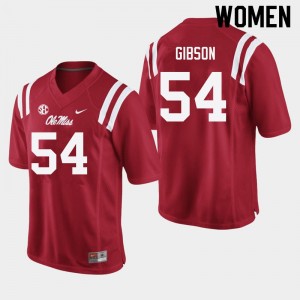 Women Carter Gibson Red Ole Miss College Football #54 Jersey 398947-753