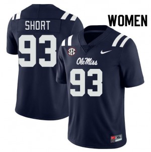 Women Carter Short Navy University of Mississippi College Football #93 Jersey 329572-615