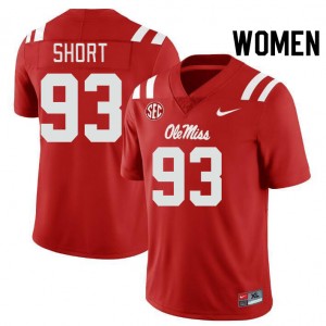 Women Carter Short Red Ole Miss College Football #93 Jersey 947745-272