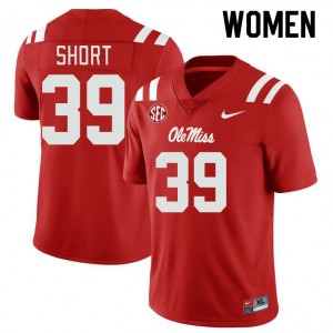 Women Carter Short Red Ole Miss Rebels College Football #39 Jersey 678721-461