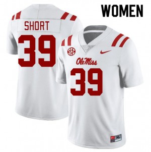 Women Carter Short White Rebels College Football #39 Jersey 563796-857