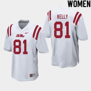 Women Casey Kelly White Rebels College Football #81 Jersey 737045-134