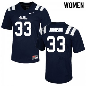 Women Cedric Johnson Navy University of Mississippi College Football #33 Jersey 483413-725