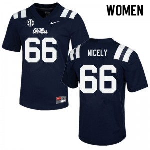 Women Cedrick Nicely Navy University of Mississippi College Football #66 Jersey 347158-511