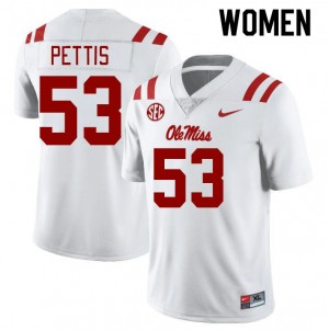 Women Cephas Pettis White University of Mississippi College Football #53 Jersey 376832-748