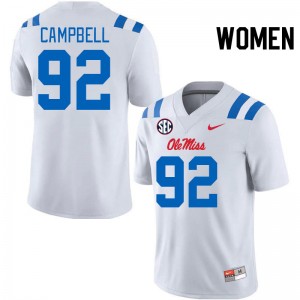 Women Chamberlain Campbell White Ole Miss 2024 New College Football #92 Jersey 275756-548