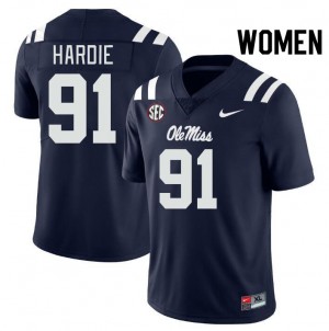 Women Chris Hardie Navy Ole Miss Rebels College Football #91 Jersey 973148-260