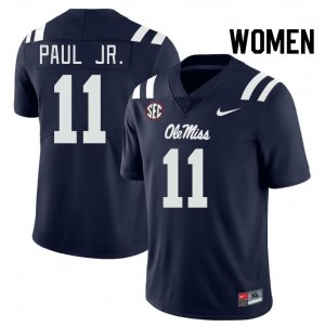 Women Chris Paul Jr. Navy Ole Miss Rebels College Football #11 Jersey 191083-669