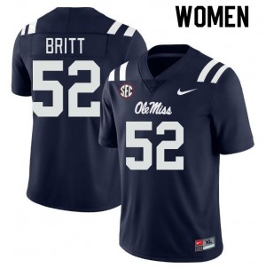 Women Christian Britt Navy Ole Miss Rebels College Football #52 Jersey 446615-118