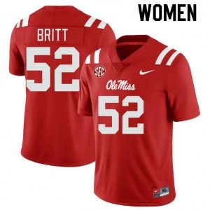Women Christian Britt Red University of Mississippi College Football #52 Jersey 366842-829