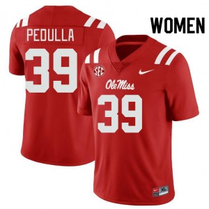 Women Ciaran Pedulla Red Ole Miss College Football #39 Jersey 139356-459