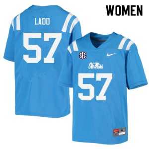 Women Clayton Ladd Powder Blue Rebels College Football #57 Jersey 873649-209