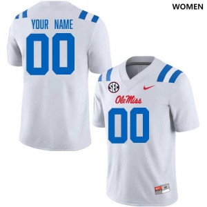 Women Custom White Ole Miss Rebels 2024 New SEC College Football #00 Jersey 680037-910