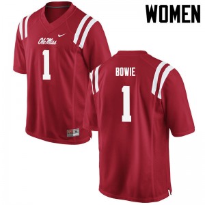 Women D.D. Bowie Red Ole Miss Rebels College Football #1 Jersey 329385-682