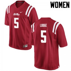 Women DaMarkus Lodge Red University of Mississippi College Football #5 Jersey 974385-805