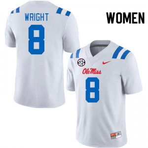 Women Dae'Quan Wright White Ole Miss 2024 New College Football #8 Jersey 253706-736