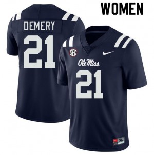 Women Daniel Demery Navy Ole Miss College Football #21 Jersey 244859-852