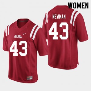 Women Daniel Newman Red Ole Miss College Football #43 Jersey 807612-657