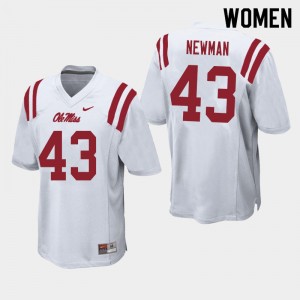 Women Daniel Newman White Ole Miss Rebels College Football #43 Jersey 693842-574