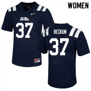 Women David Beckum Navy Rebels College Football #37 Jersey 585349-509