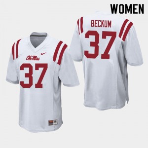 Women David Beckum White University of Mississippi College Football #37 Jersey 240855-766