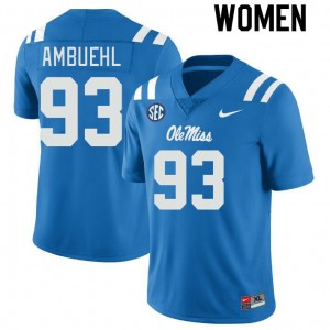 Women Davis Ambuehl Powder Blue University of Mississippi College Football #93 Jersey 681049-566