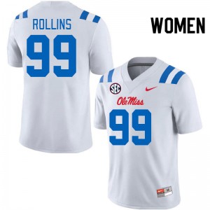 Women DeSanto Rollins White Ole Miss 2024 New College Football #99 Jersey 236236-792